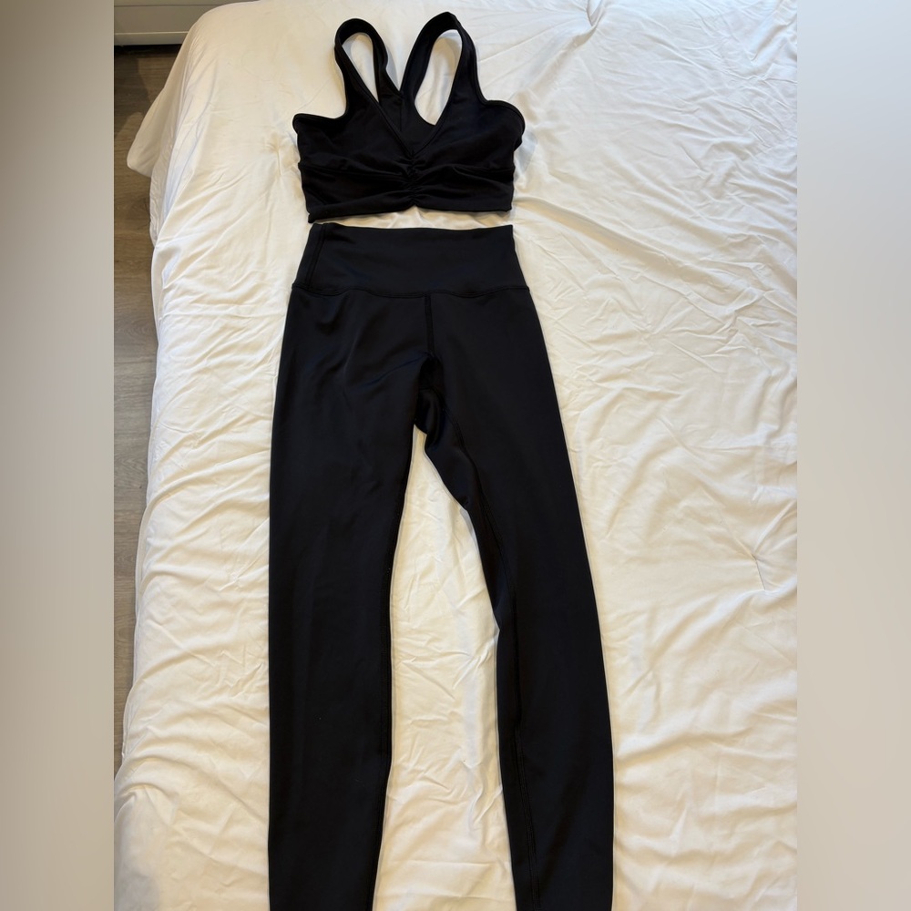 Black Sports Bra and Leggings Set